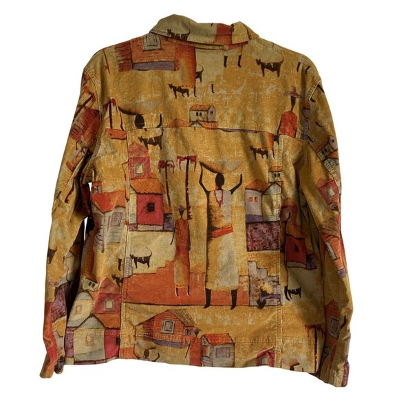 Chicos Design Womens Ethnic Tribal Button Jacket Chicos Size 2 (L) Soft Corduroy - Picture 7 of 9